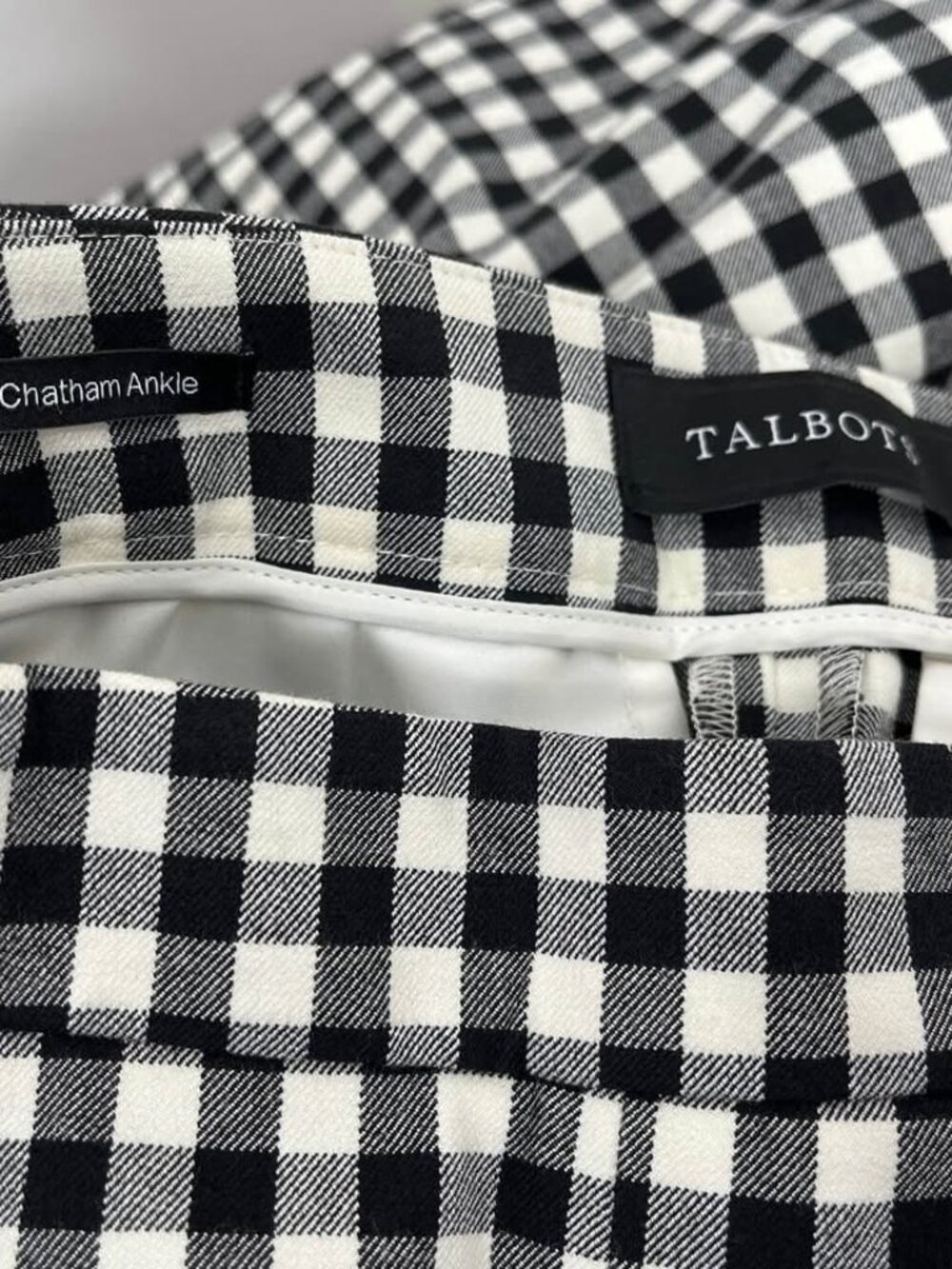 Talbots Chatham Ankle Black & White Gingham Plaid Neutral Corpcore Pant [Size 2] - Picture 9 of 10